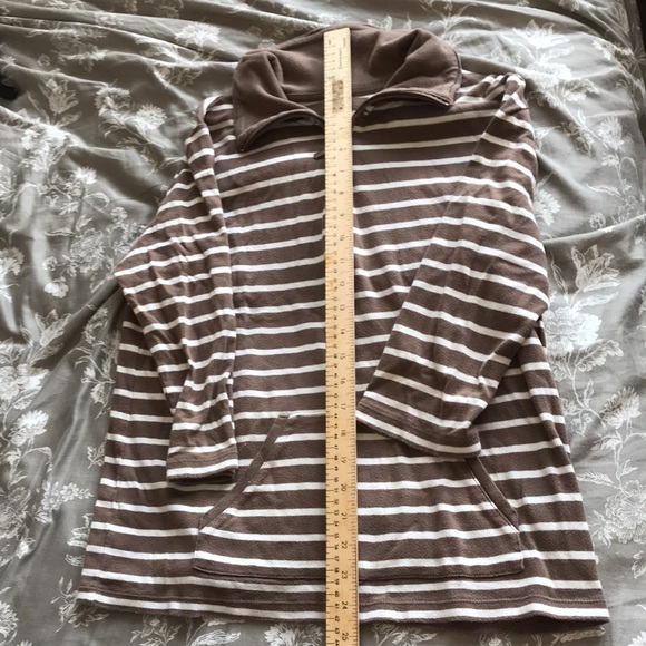 Karen Scott Brown and White Striped Top (S) - Picture 3 of 4